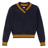 Navy/ Mustard Trim Sweater