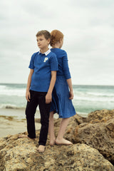 Boys True Blue Polos with White Collar