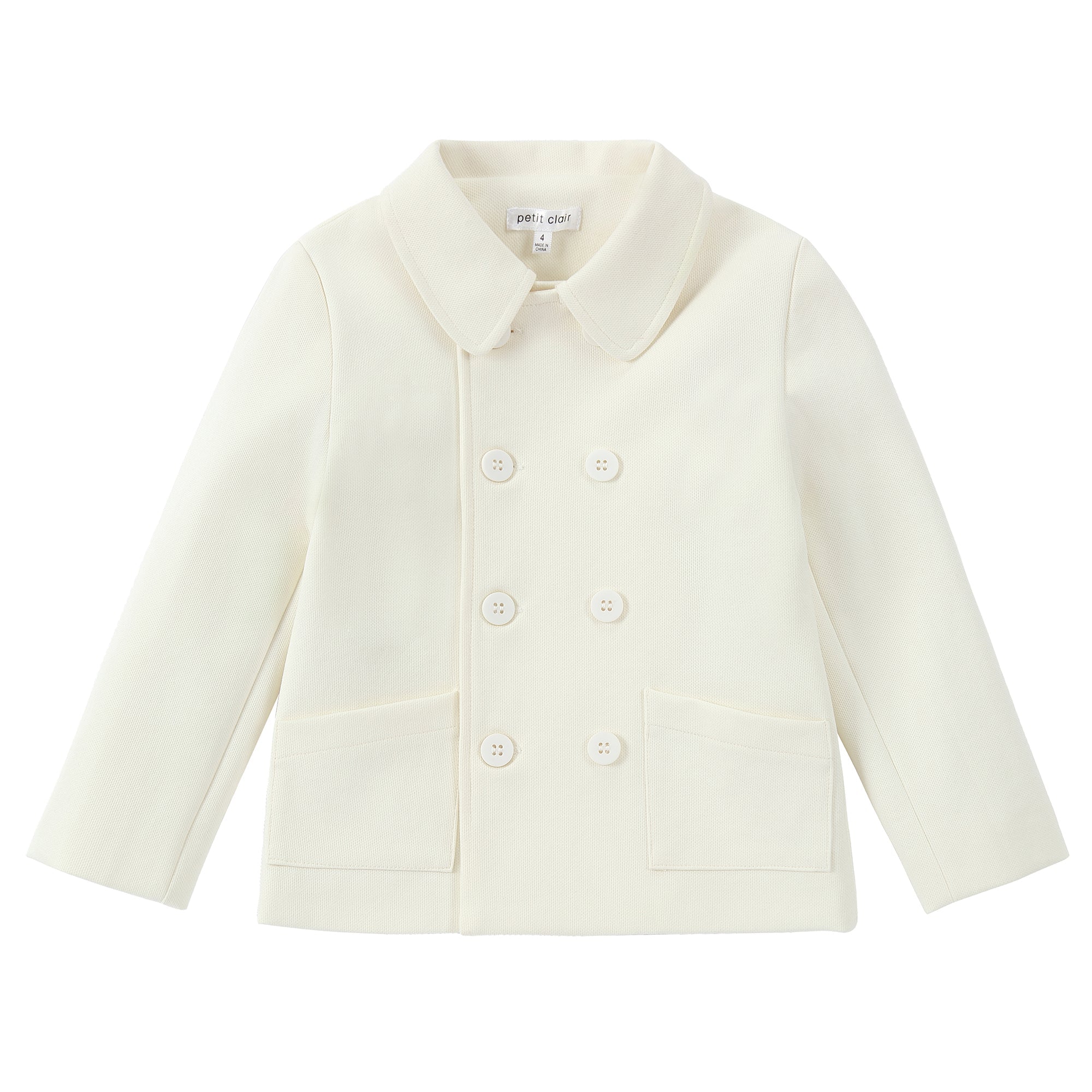 Boys Pique Cream Collared Blazer