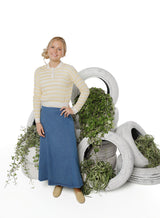 Teens Butter Yellow Textured Stripe Collared Sweater