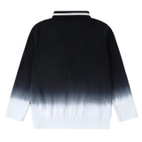 Black Dip Dye Long Sleeve Polo