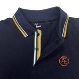 Navy Long Sleeve Polo With Colorful Stripes