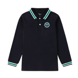 Navy Long Sleeve Polo With Tennis Patch