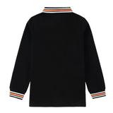 Black Long Sleeve Polo With Orange and White Accents