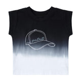 Black Dip Dye T-Shirt With Hat Embroidery