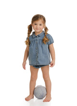 Denim Short Sleeve Peter Pan Collar Set