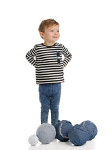 Long Sleeve Black and White Stripe T-Shirt With Sunglasses