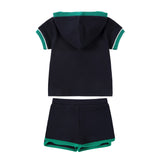 Navy Hooded T-Shirt With Tennis Patch Set
